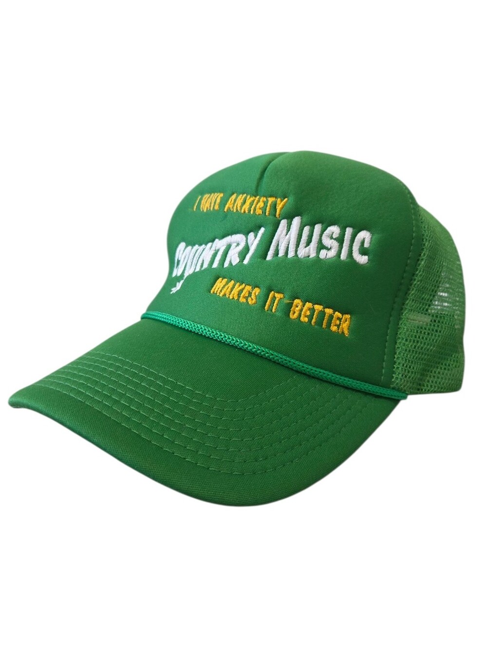 "I Have Anxiety & Country Music" Graphic Trucker Hat | Kelly Green - Picture 6 of 10